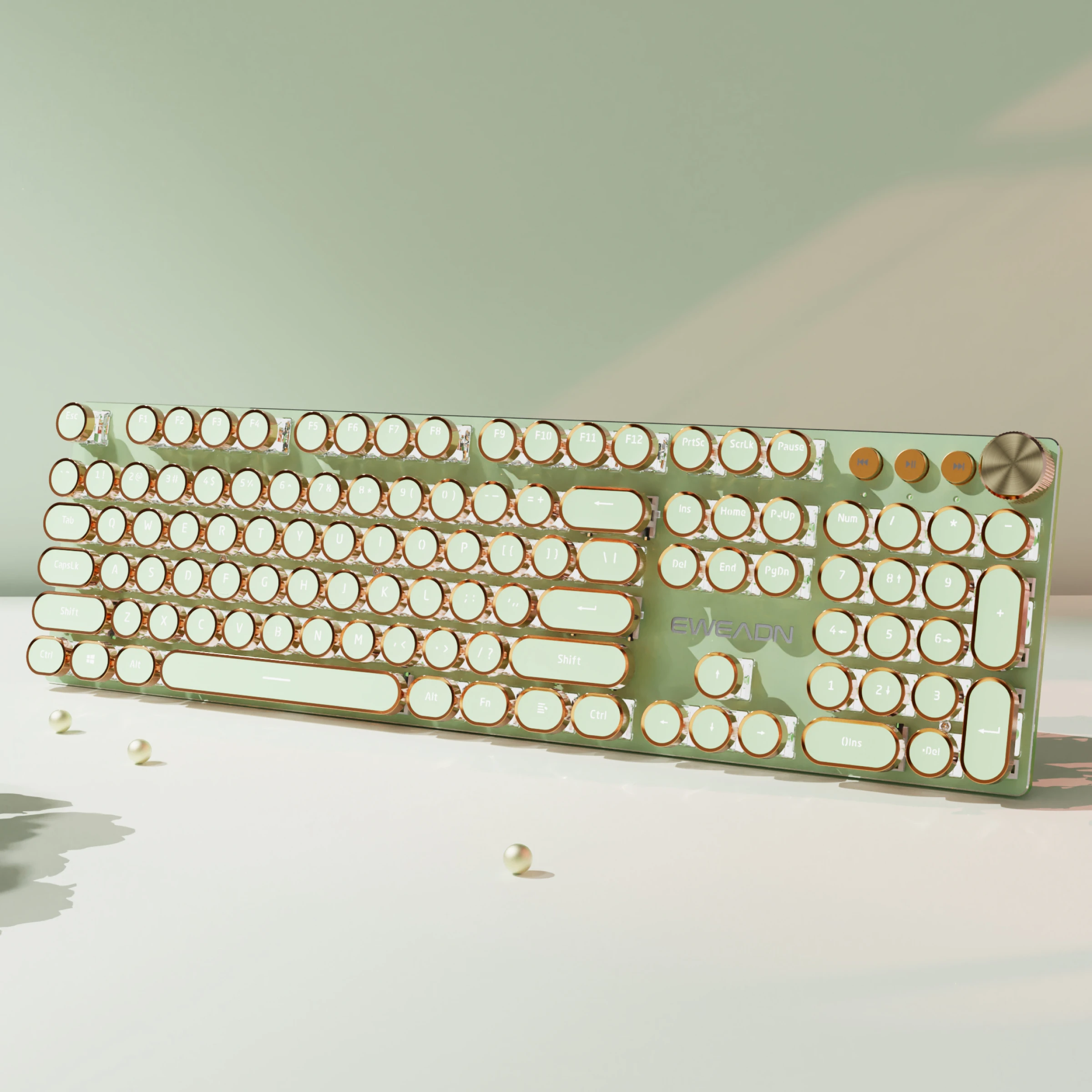 EWEADN Mechanical Keyboard 2.4GHz Wireless/Bluetooth/Wired, Steampunk Style,Ergonomic, Gaming/Esports, Laptop/Desktop/Office - Image 2