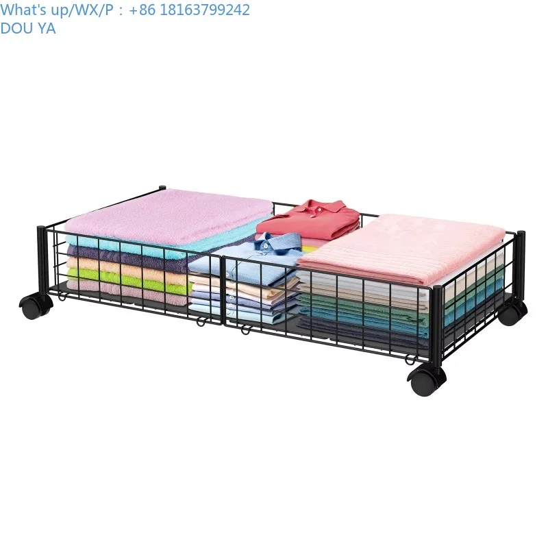 

2 PACK Under Bed Storage with Wheels, Metal Under the Bed Organizer Bins for Bedroom Clothes Shoes Blankets