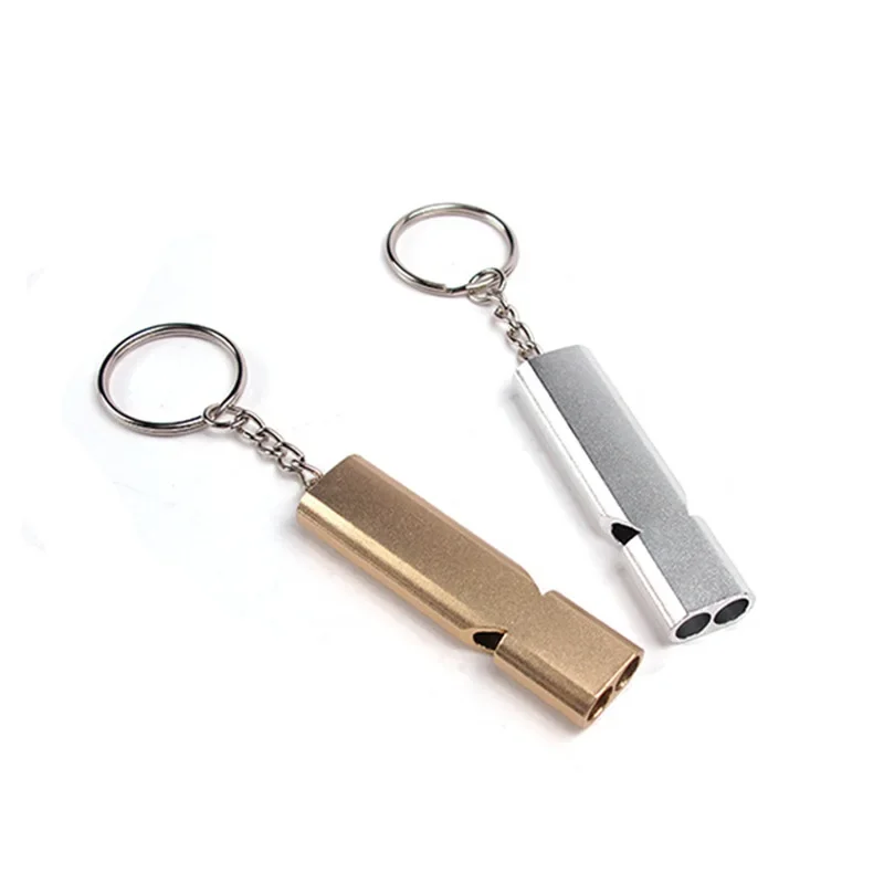 

Aluminum Alloy Emergency Double Pipe Silbato Outdoor High Decibel Whistle Silbato Camping Hiking Safety Whistles Survival Tools