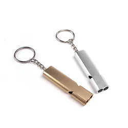 Aluminum Alloy Emergency Double Pipe Silbato Outdoor High Decibel Whistle Silbato Camping Hiking Safety Whistles Survival Tools