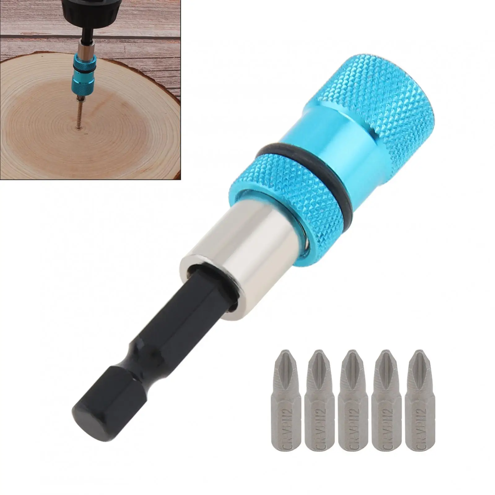 6 Pcs/set Adjustable Screw Depth Screwdriver Bit Holder 1/4 Inch Hex Shank Magnetic Screwdriver Drywall Drill Bit Holder
