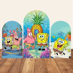 Cartoon SpongeBobs Arch Backdrops Cover Children Boys Girls Birthday Party Photo Background Photographic Decoration Props