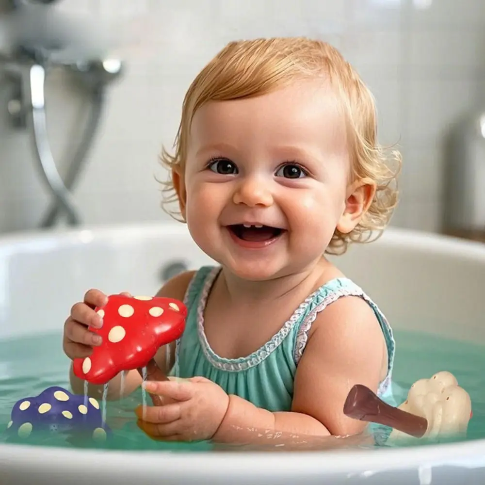 

New 3 In 1 Mushroom Bath Toy Portable Skin Friendly Mushroom Spinning Top Toy Smooth Mushroom Shower Head Tub Toy