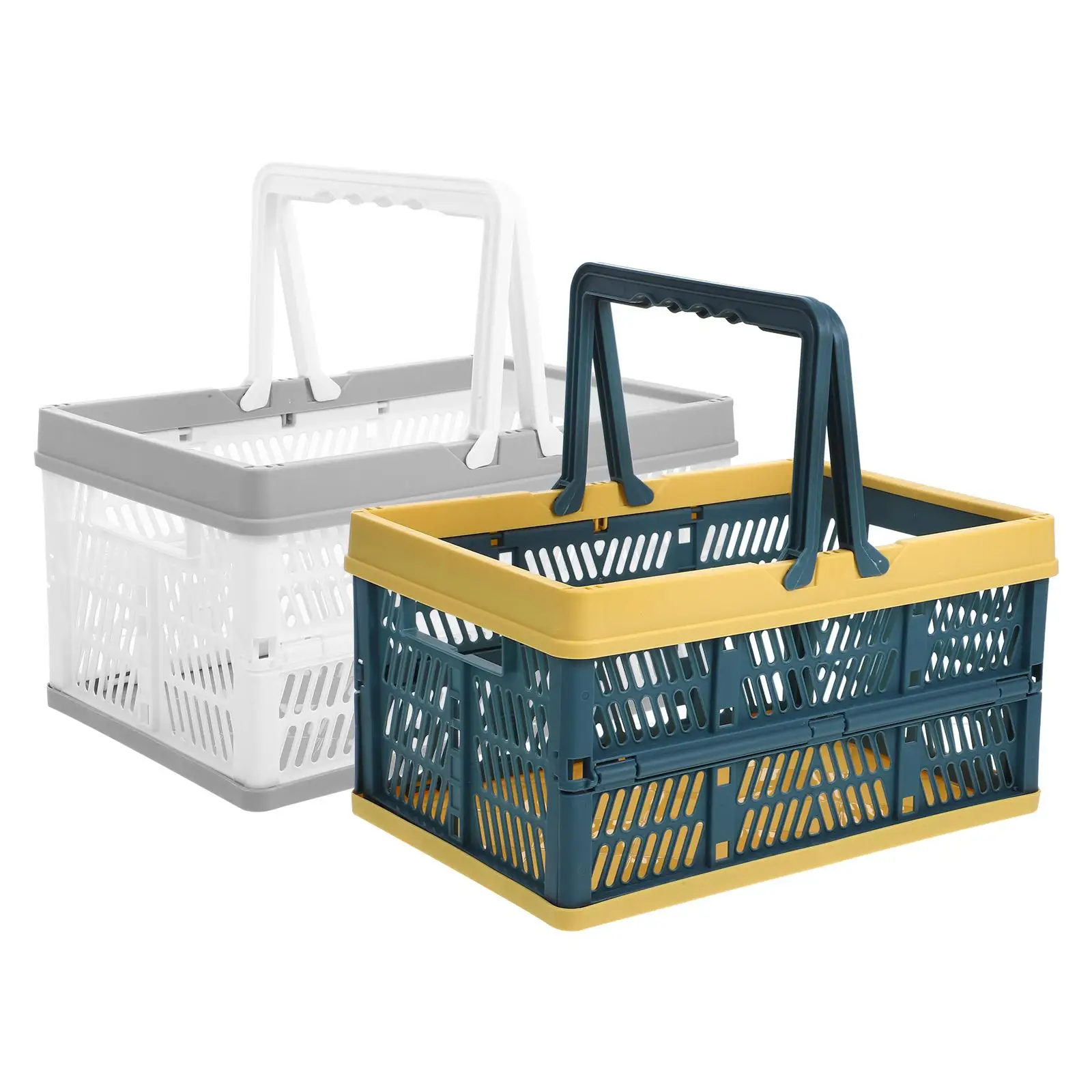 

2 Pcs Collapsible Storage Bins Plastic Crate Folding Baskets Small Size Kitchen Bedroom Garage ganization Containers