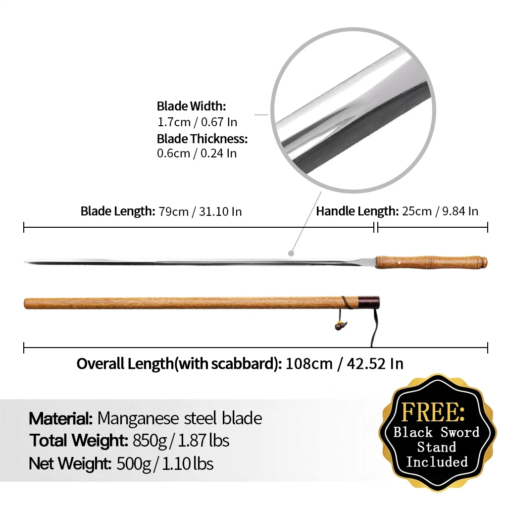 Chinese Fine Straight Sworrd Natural Solid Wood Rapier Thin Sworrd Martial Art Collection Display Ornament