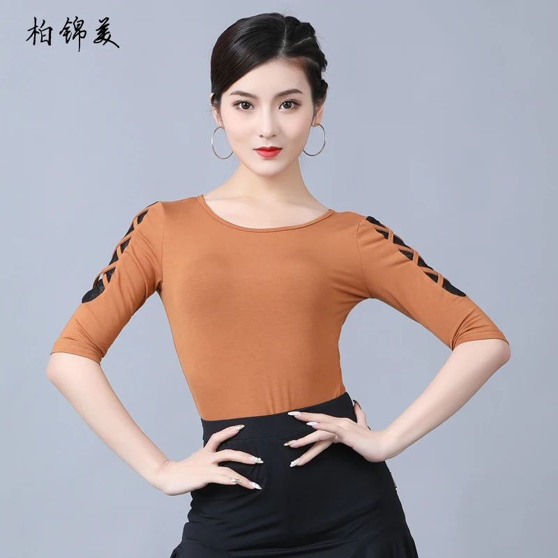 Camicia da ballo latino femminile adulto nuova manica abbigliamento competizione performance modern dance training national standard dance practice