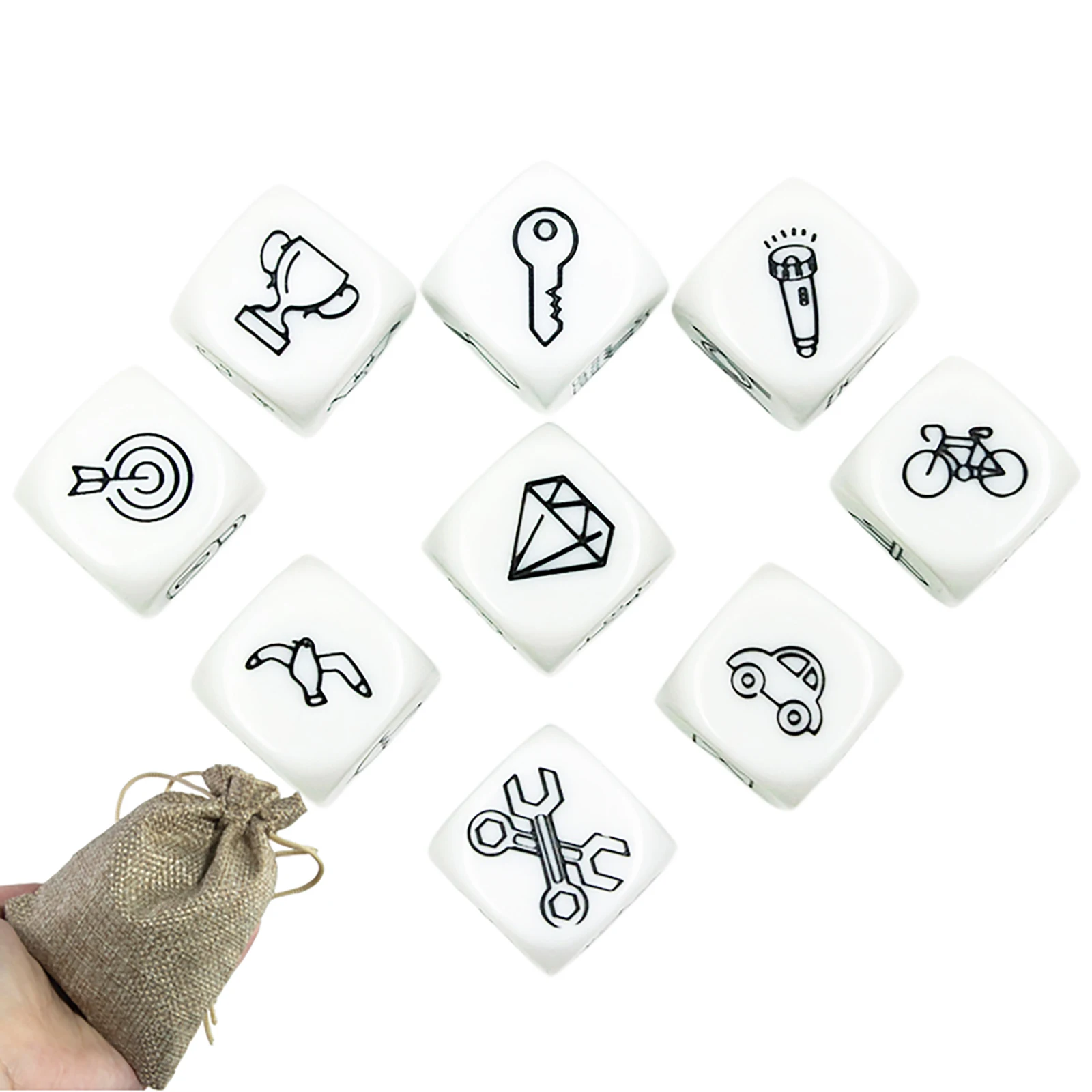 9 Stück Würfel erzählen Geschichte Spielzeug Imagine Story Spielzeug Würfel mit Tasche für Spiel Party Spiel Lernspielzeug für Kinder Geschenke