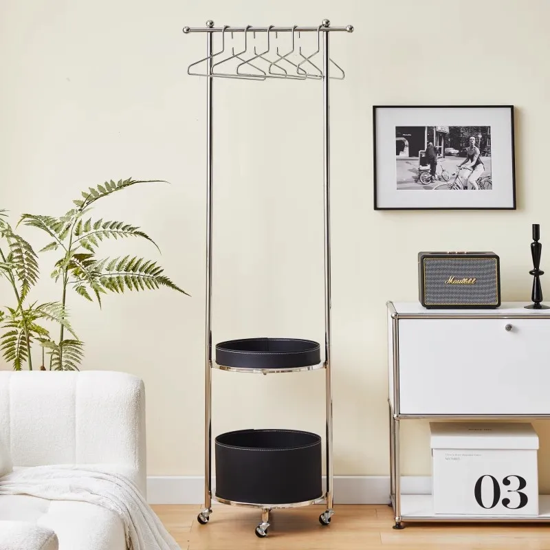 Household, light luxury, floor-to-ceiling, drying rack, fashion, movable, stainless steel, hanger, office area