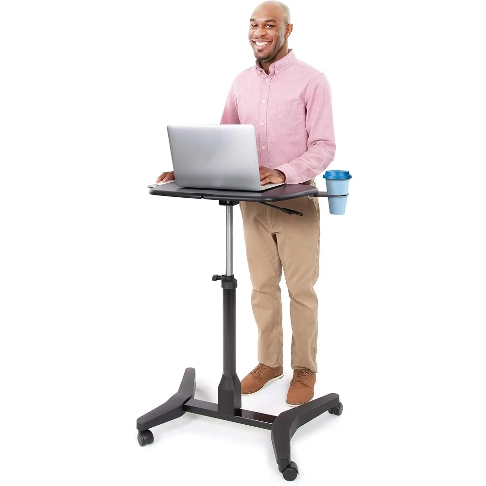 

Cruizer Express Mobile Podium | Portable Laptop Stand with Pull Out Mouse Pad & Cup Holder | Pneumatic Sit to Stand ComputerCart