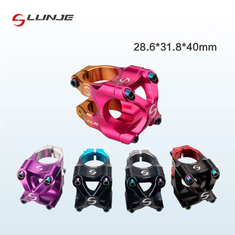 LUNJE Bicycle Handlebar Stem Mtb Power Short Mountain Bike Bridge 31.8 Pipe Two color Gradient Stem Cycling Stem Riser Table