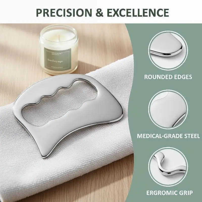 Stainless Steel Gua Sha Massage Tool Ergonomic Scraping Massager For Muscle Relief And Body Therapy