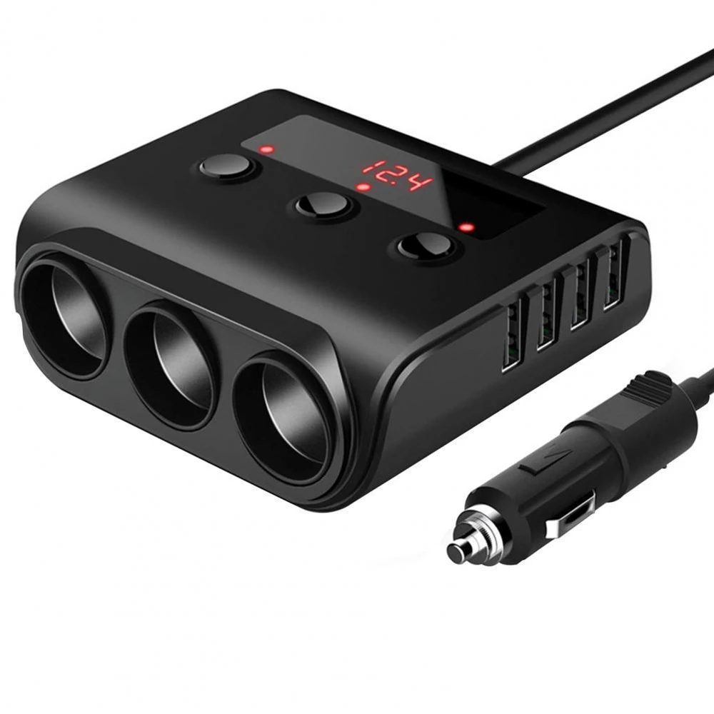 Car Cigarette Lighter Socket In-car Cable Splitter 4 Ports USB Interface Auto Cigarette Lighter Socket Car Plug Adapter