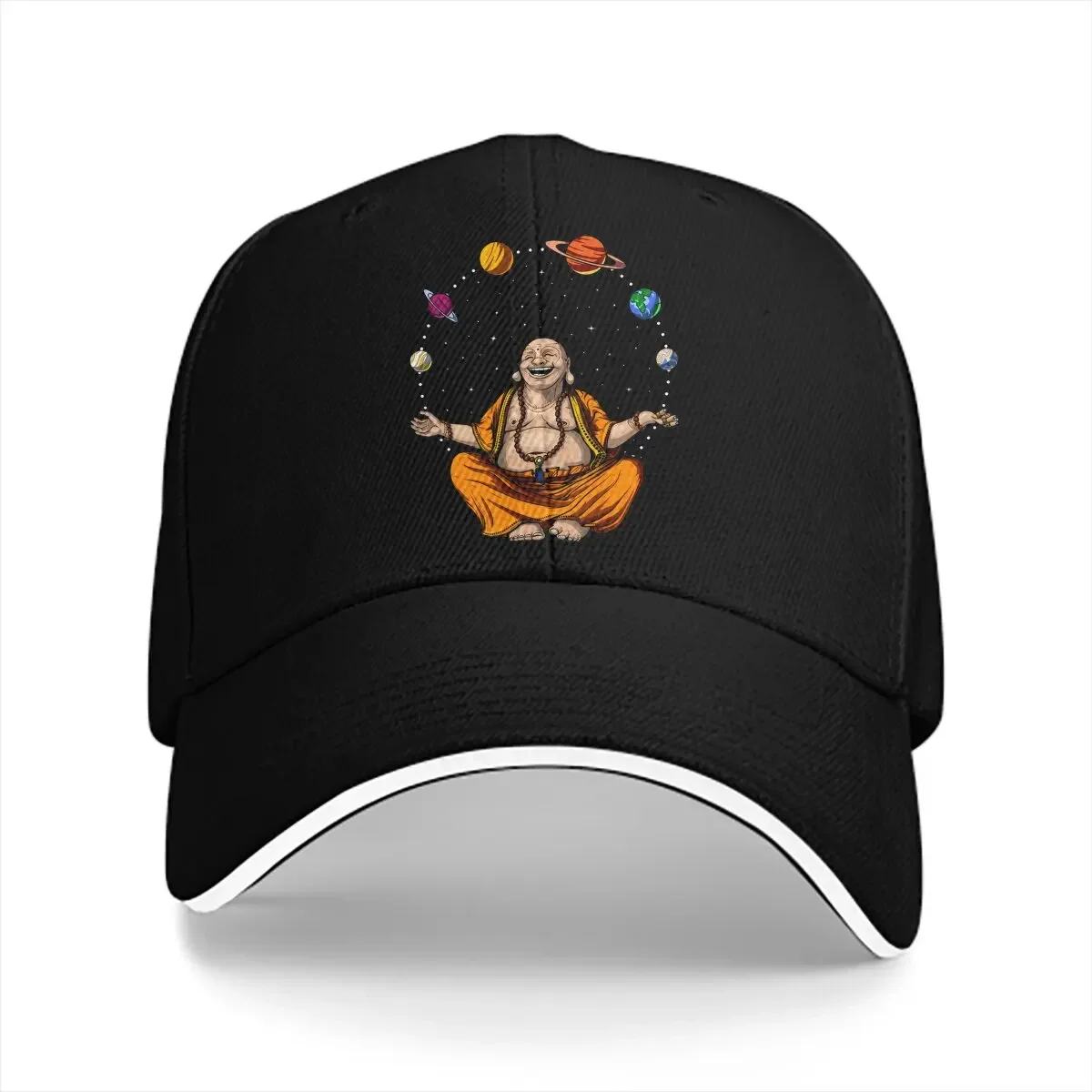 Buddha  Oriental Mysterious Culture Multicolor Hat Peaked Unisex Cap Juggling Space Planets Casual Visor Protection Hats