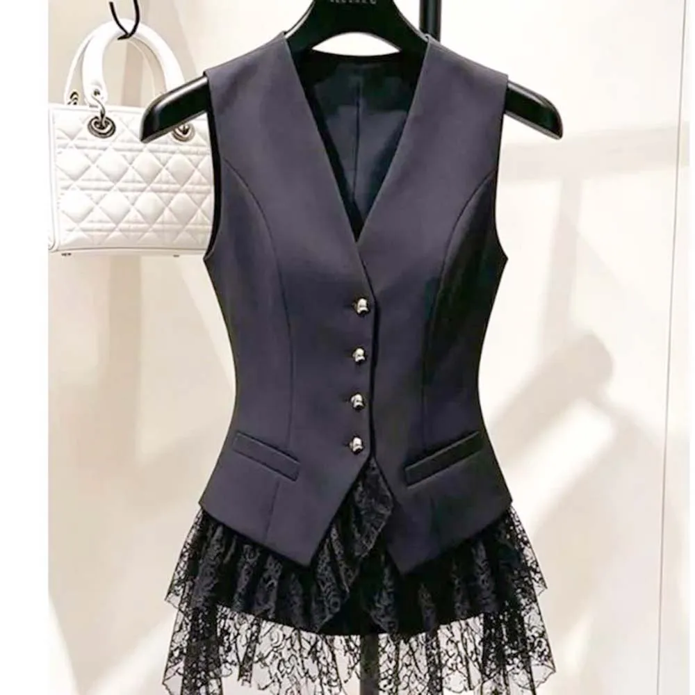 Fashion, foreign and thin design vest summer new temperament versatile high-end lace splicing vest top