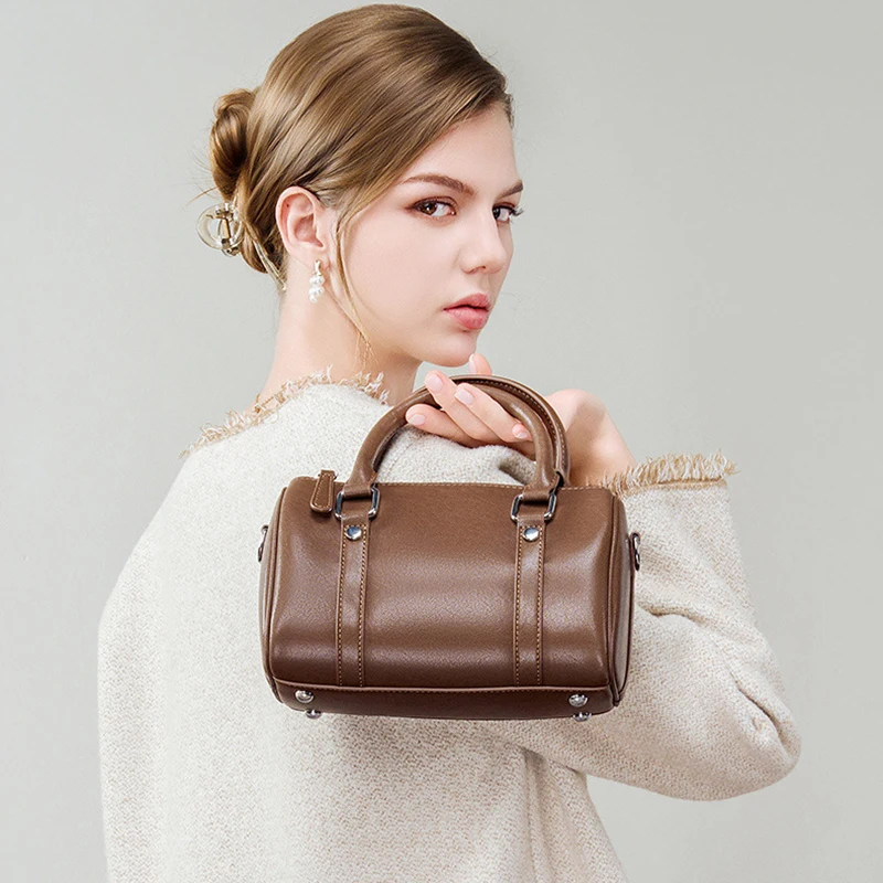 حقيبة بوسطن النسائية 2025 حقيبة يد جديدة من الجلد المحبب بسحاب كتف محمولة للتنقل حزمة صغيرة أنيقة مميزة #2