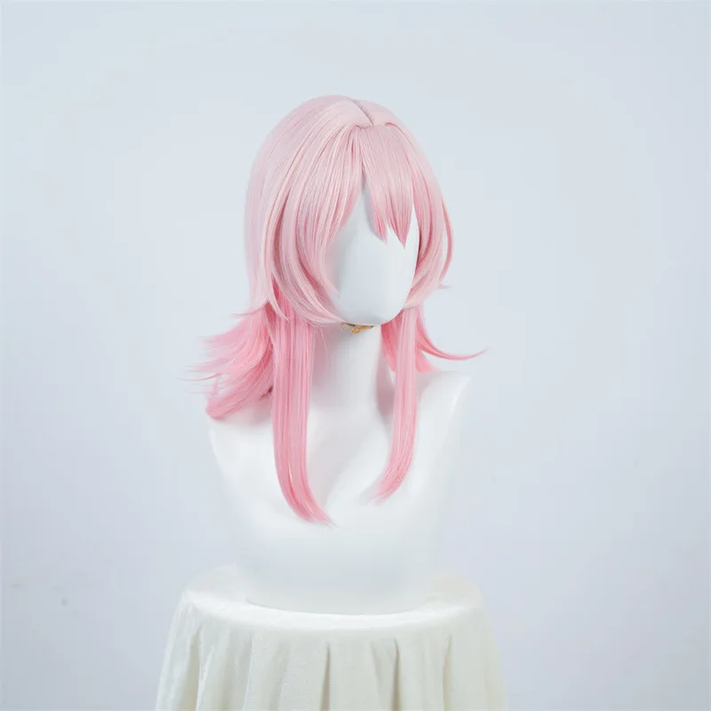 Bhāo Huài Xīng Qióng TiDào Sān Yuè Qī Peruca Cosplay Estilo de onda reversa gradiente rosa claro
