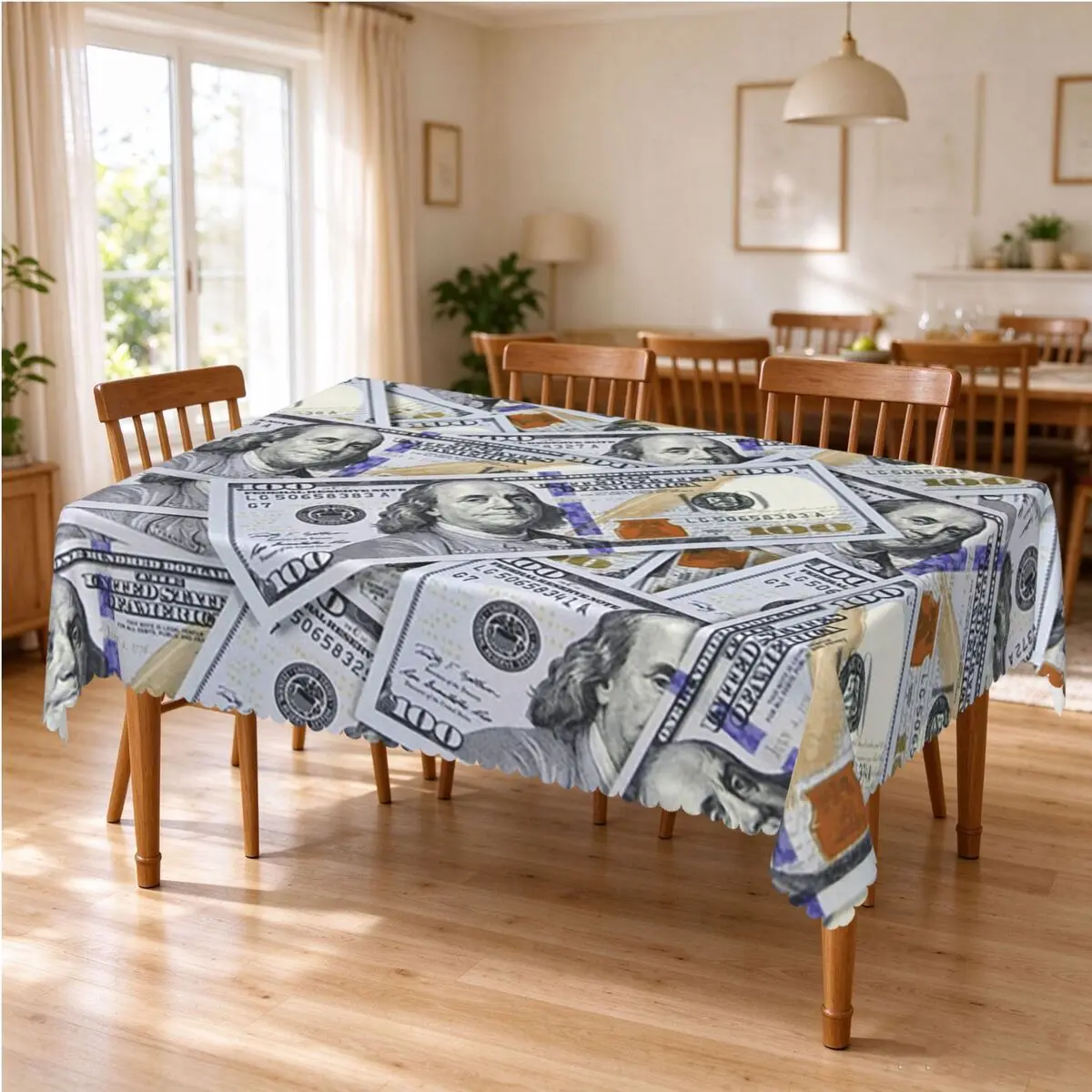 Giant Money Background Dollar Bills Tablecloth Restaurant Kitchen Rectangular Tablecloth Tablecloth Outdoor Dining Table Cover