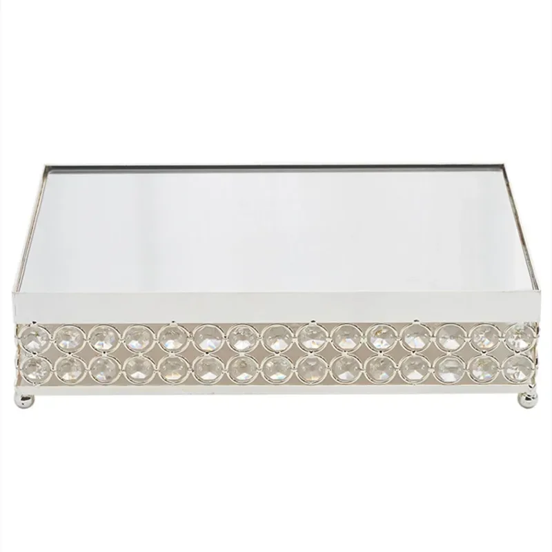 Wedding Rectangular Dessert Table Metal Crystal Cake Plate Afternoon Tea Cake Stand Nordic Home Restaurant Cake Decoration Tool