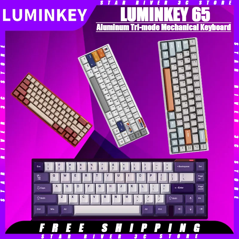 

Luminkey65 Mechanical Keyboard Kits Aluminum Tri-mode Wireless Hot Swap Ergonomics Gaming Keyboard Customized Pc Gamer Accessory