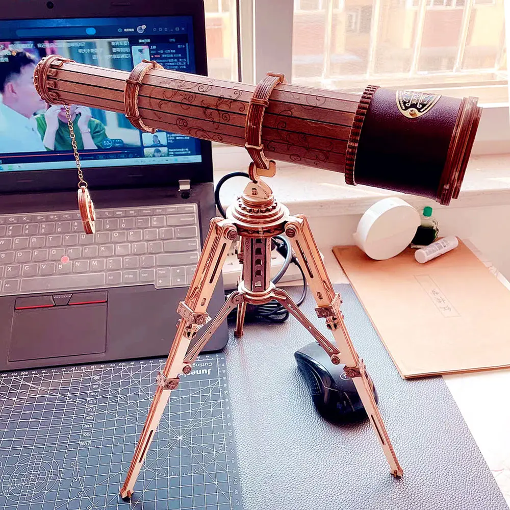 Creative Monocular DIY Material Telescope Wooden Patchwork Three-dimensional Handmade Creative  Home Decoration Ornament ZD847