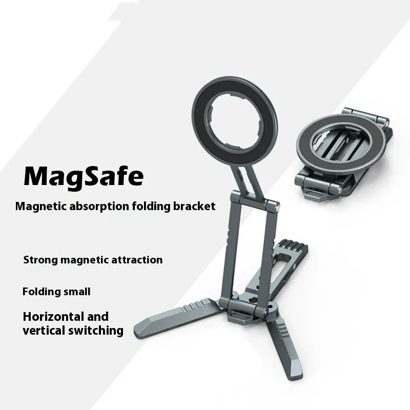 Space Gray Aluminum Alloy Desktop Tripod Stand-Foldable Magnetic Design For Smartphone-Multi-Functionality For Video Recording