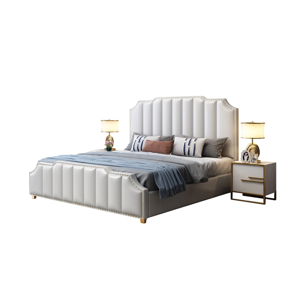 Neuankömmling King Size Leder bett Holz betten Samt gepolstert سرير ناعم Doppel Schlafzimmer Sets
