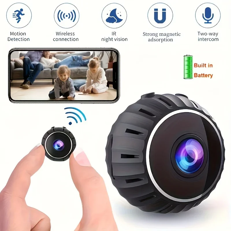 Imagem -03 - Câmera sem Fio Wifi com Visão Noturna Gravador de Vídeo Pequeno Detecção de Movimento Baby Pet Câmera ip 1080p 4k hd