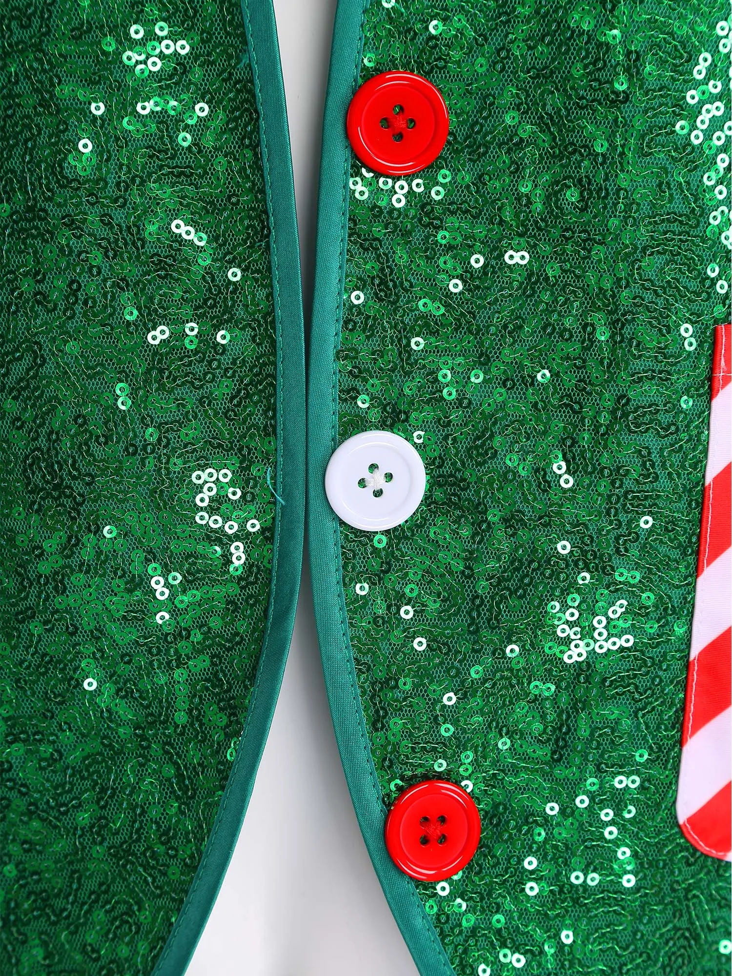 เสื้อกั๊กปักเลื่อมสำหรับผู้ชาย ชุดคอสเพลย์เอลฟ์ ชุดเต้นรำคริสต์มาส ชุดซานต้า พร้อมโบว์ไท เสื้อกั๊กทักซิโด้สำหรับงานปาร์ตี้