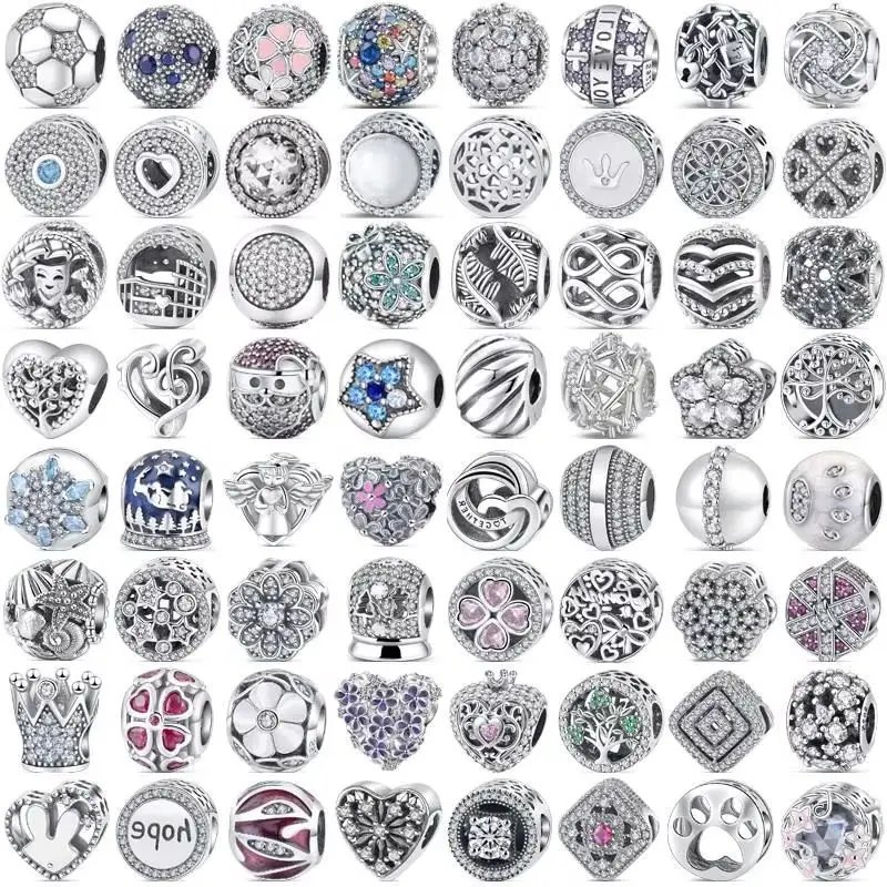 Caliente nuevo Plata de Ley 925 corazón flor conejo perro estrella de mar corona cuentas finas ajuste Original Pantaro Charms pulsera joyería de mujer
