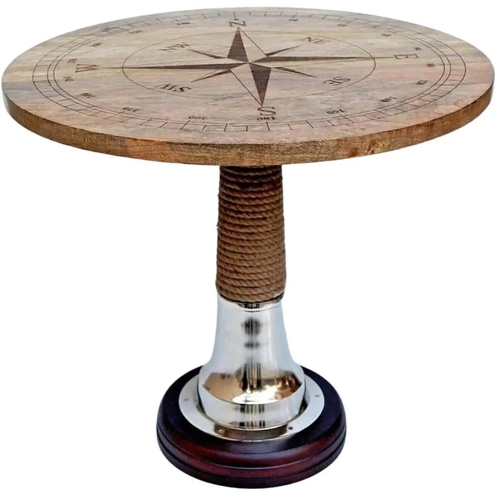 

Nautical Style Compass Designer Wooden Round Coee Table or bar & Cae décor Round Table