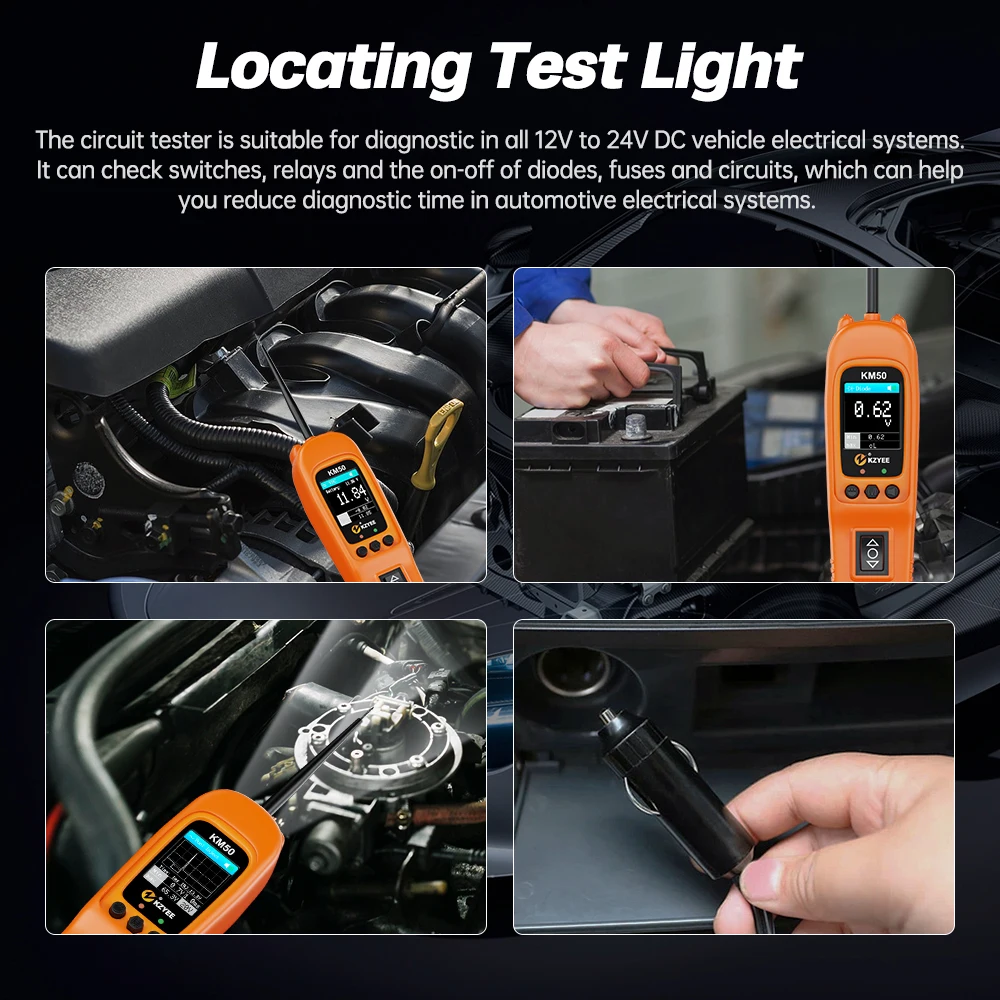 KM50 Kit sonda per circuito Auto 12V 24V Tester per circuito elettrico automatico circuito di iniezione del carburante strumenti di scansione