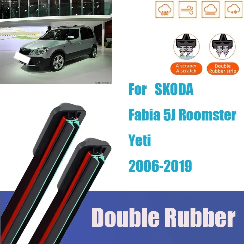 

For Skoda Fabia 5J Roomster Yeti Front Windshield Wiper General Motors Multifunctional Double Rubber Cleaning Car Accessories