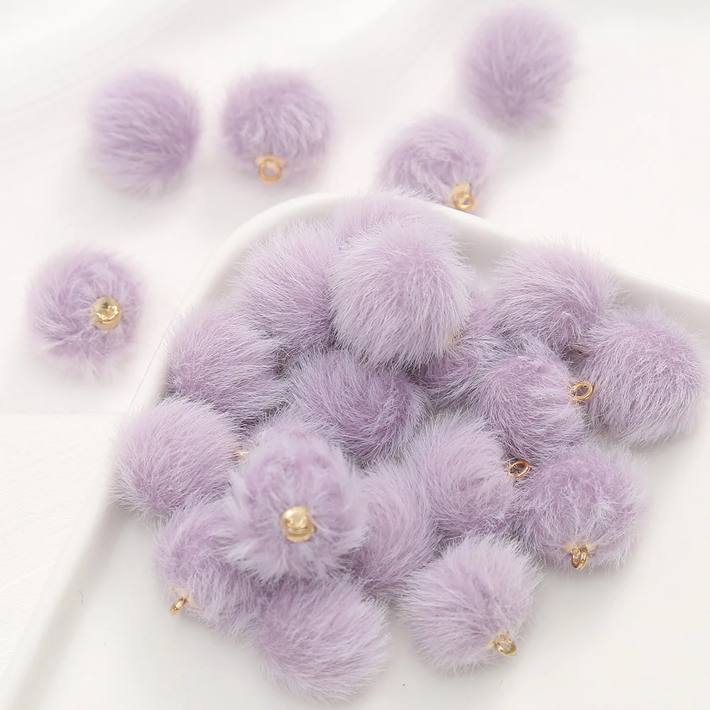 10pcs Plush Fur Covered Ball Beads Charms DIY Pompom Beads Pendant for Jewelry Making DIY Necklace Pendant Earrings Accessories