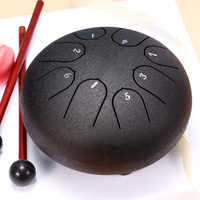 Hluru Music Drum 6 Inch Steel Tongue Drum Glucophone 8 Notes C Tone Ethereal Drum Yoga Meditation Percussion Instrument