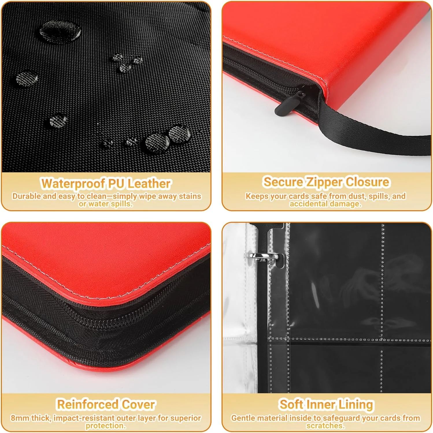 Classeur de collection de cartes, classeur de cartes à collectionner, Album à collectionner de poches, pochettes, étui porte-étui, 200 feuilles