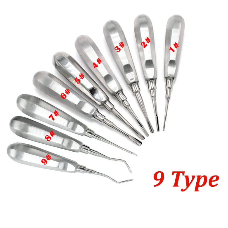 Dental Root Elevator Set Straight & Curved Surgical Elevators for Tooth Extraction, Dental Surgery & Lab Use