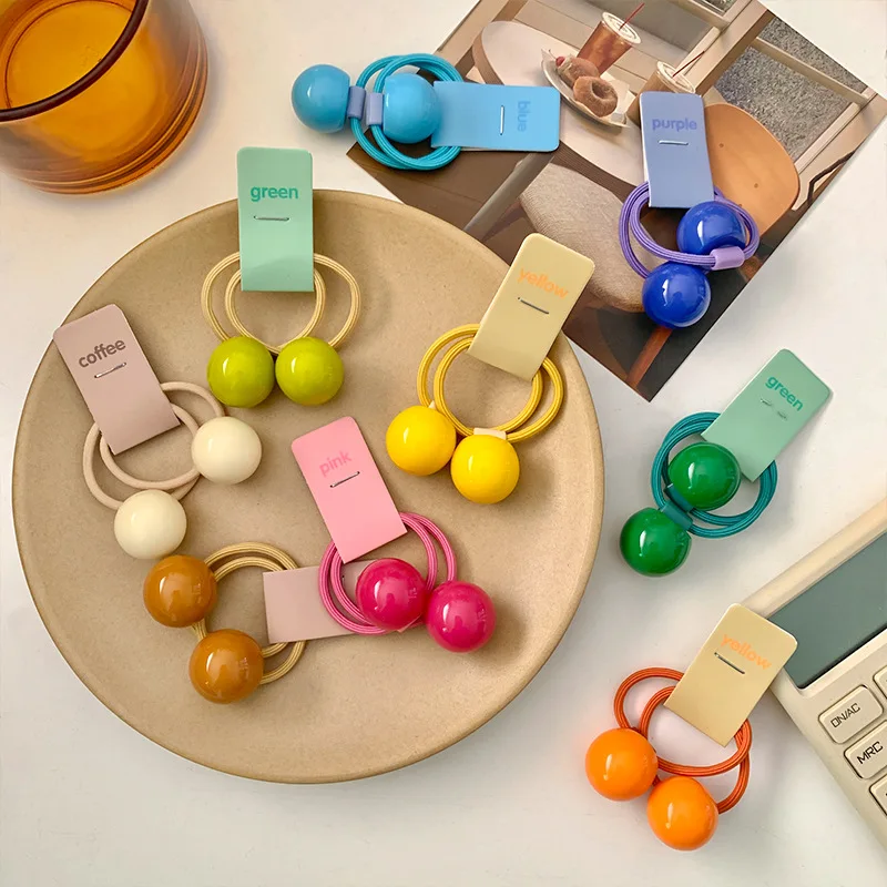 

2 шт. новые красочные детские двусторонние резинки для волос, милые резинки для девочек, хвост на затылке, детские аксессуары для волос, завязывающие волосы