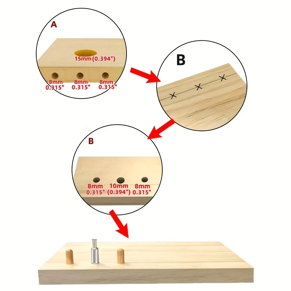 3 في 1 Doweling Jig Kit النجارة قابل للتعديل الخشب وتد لكمة محدد الألومنيوم جيب ثقب الرقصة ، أداة دليل ثقب الخزانة