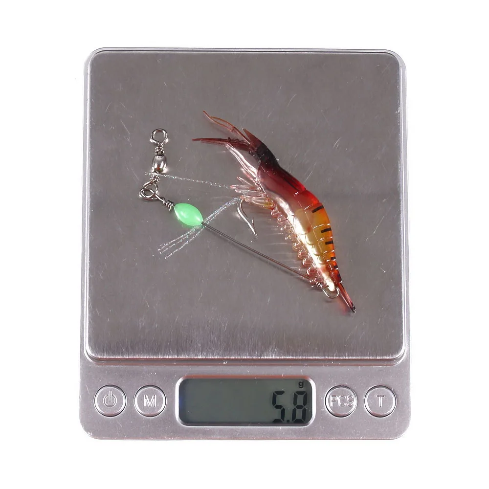 Fishing Tackle Soft Fishing Lure 9cm 6g Artificial Bait With Luminous Bead Swivels Hook Lifelike Soft Bait Shrimp Lure Carp