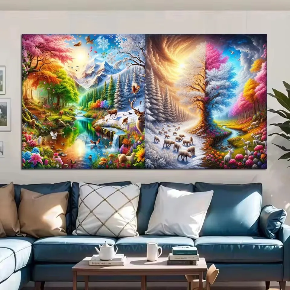 

Spring Summer Autumn Winter Four Season Landscape DIY 5D Diamond Painting New 2026 Full Mosaic Diamond Embroidery Big Size