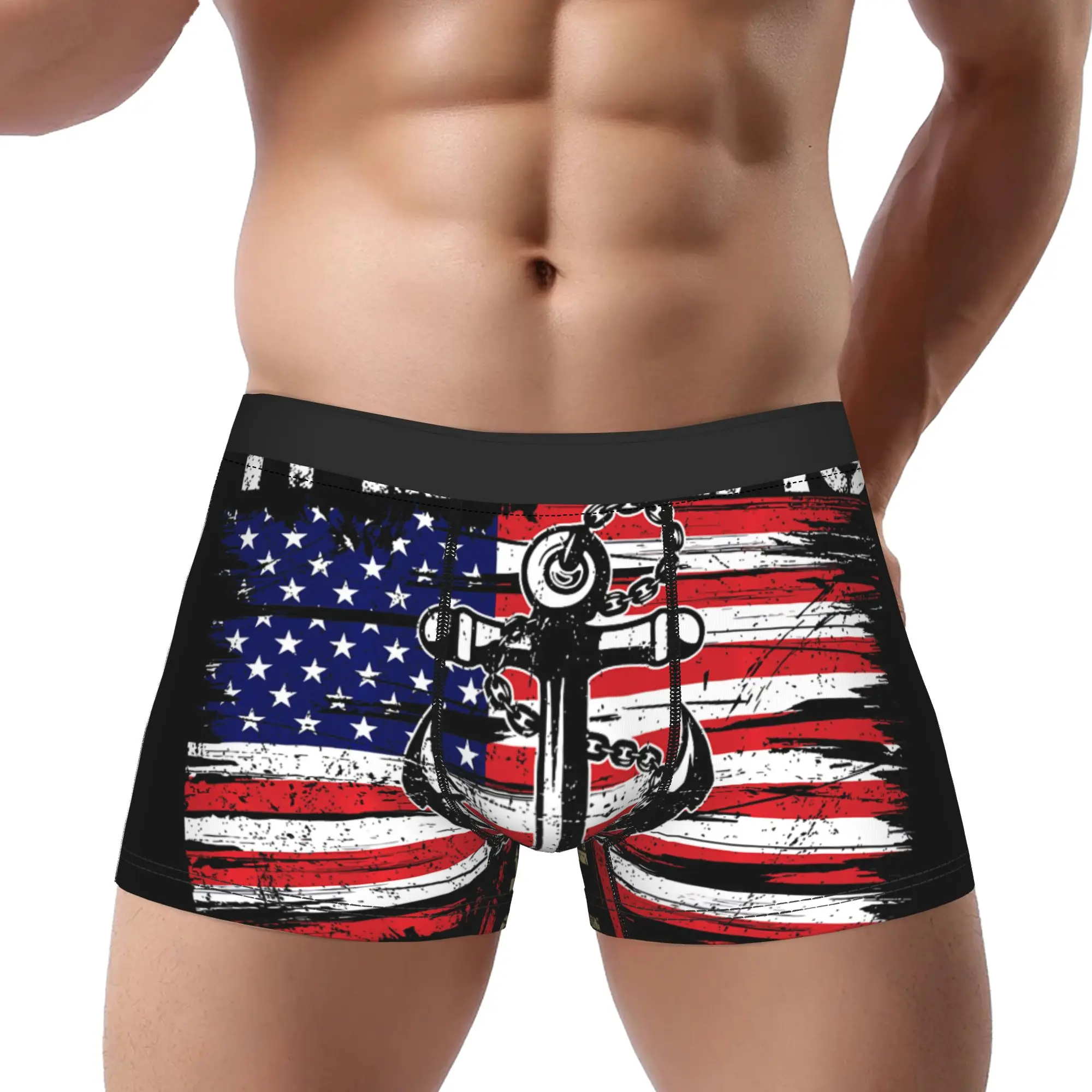 Stand for Flag and Kneel for Cross US Sailor Memorial Day Underpants Breathbale Panties Male Underwear Print Shorts Boxer Briefs
