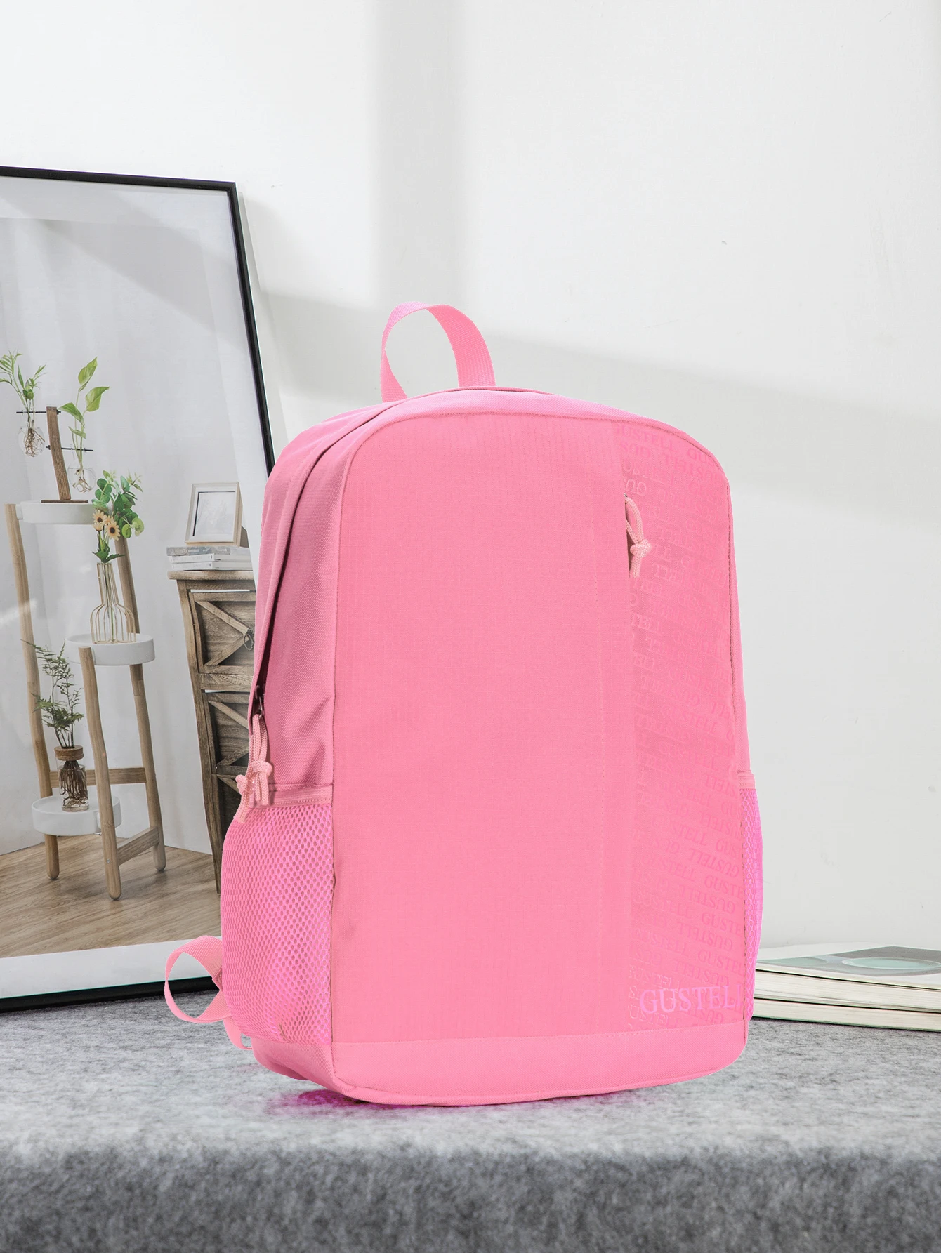 Mochila ligera de 42cm con estampado de letras para estudiantes de secundaria y secundaria, mochila de color sólido para jóvenes