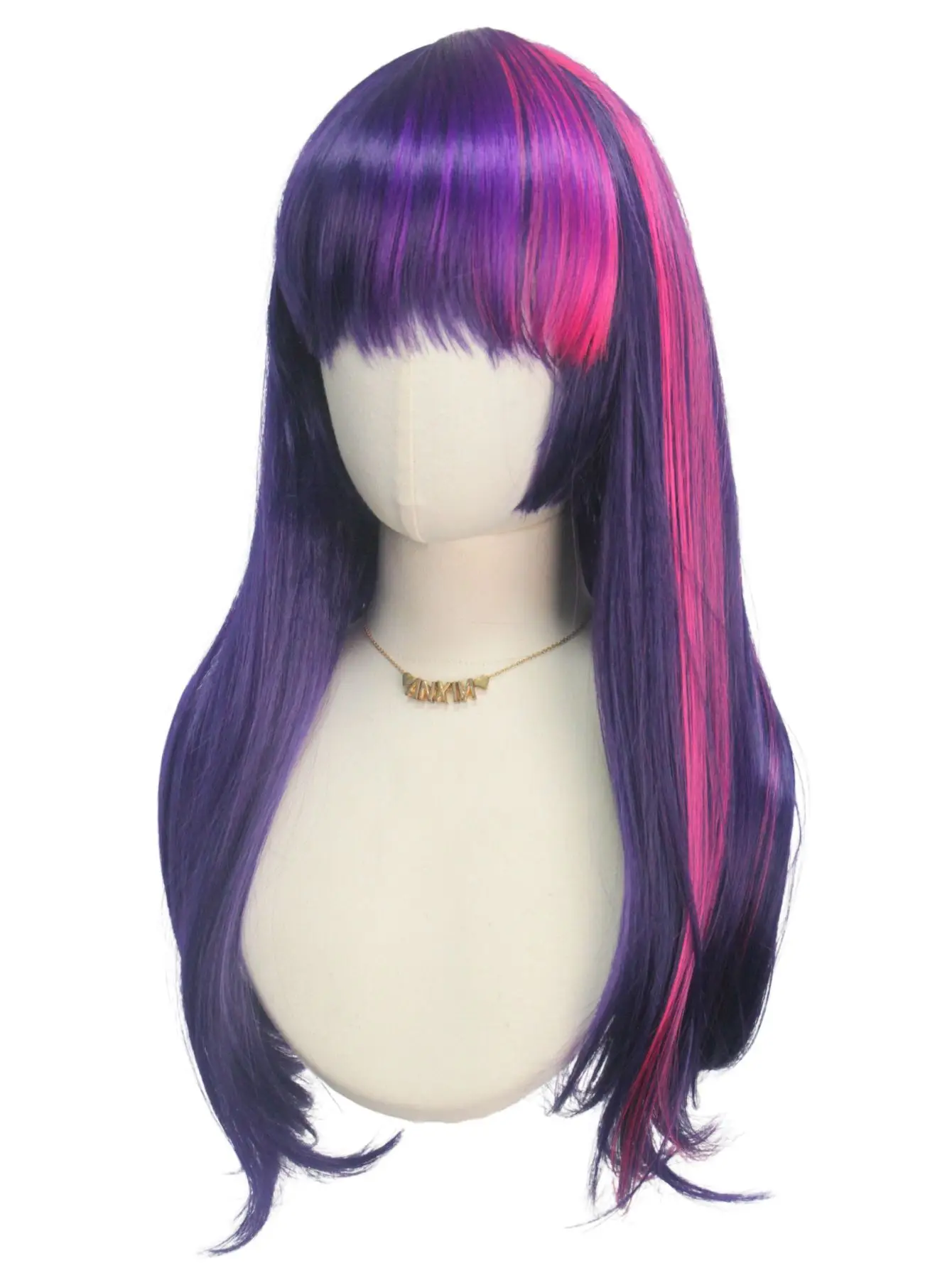 

Mixed Purple Three-Color Fake Sweet and Cool Flat Bangs Straight Hair Long Hair Wig, Anime Character Cosplay Wig, Elegant Princess Wig, Suitable for Role-Playing, Parties, Stage
