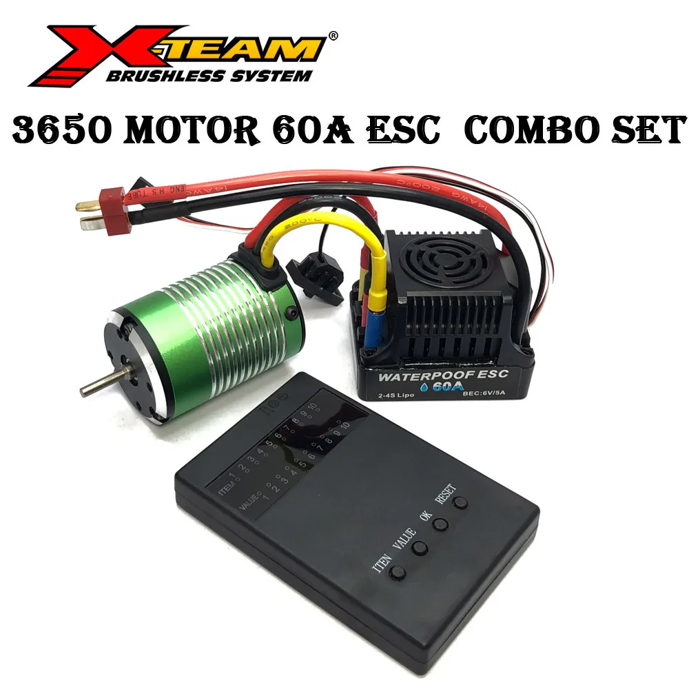 WaterProof X-Team 3650 5400KV 4550KV 3900KV 1480KV Brushless Motor 60A ESC for Wltoys 104001 104009 TRX4 1/10 1/12 RC Car