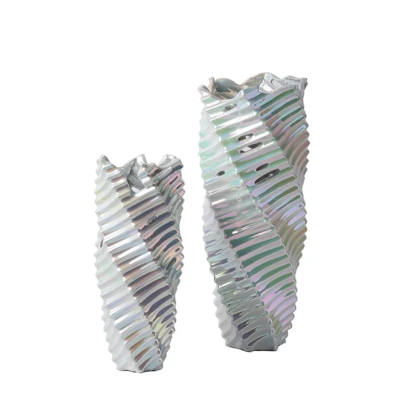 Colorful striped ceramic vase Home model room Sales department Soft flower ware Modern decoration ornament