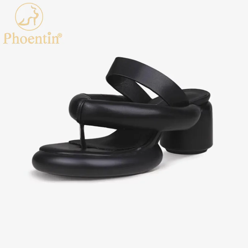 Phoentin Brand new flip flops slipper for women 2023 summer round high Heel outdoor slippers fashion design sandals FT2709