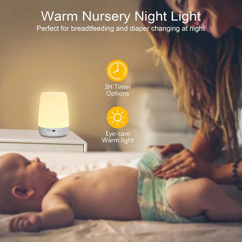 Slimme Verlichting Draagbare Led Nachtlampje Kleurrijke 3 Timer Instelling Baby Kids Slaap Touch Dimbare Lamp Usb Oplaadbare 2000Mah