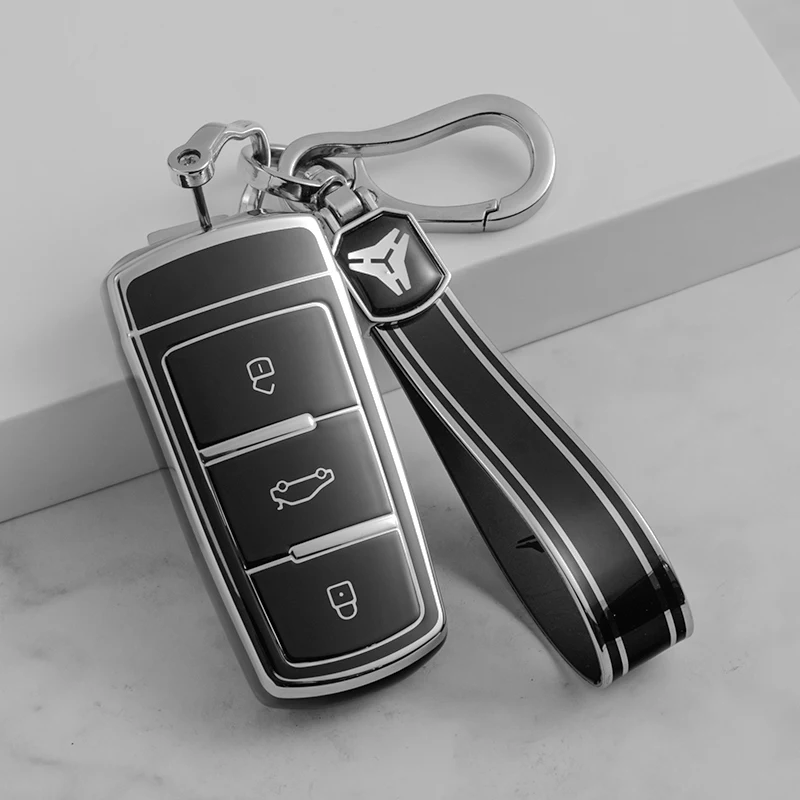 Silver Tpu Car Key Case Cover Keychain for Volkswagen VW Passat CC 3C B5 B6 B7 B7L R36 Maogotan Control Remote Accessories 3bt