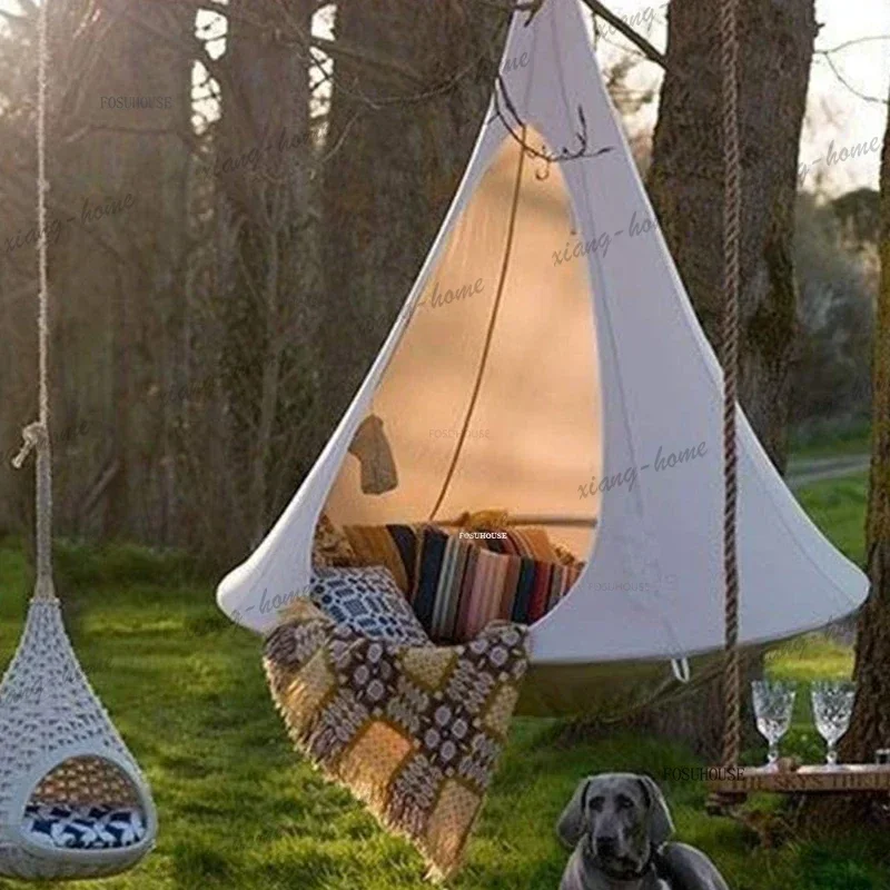 LSCreative Outdoor Hanging Basket Hammock Swing Garden Courtyard Leisure Aerial Tent Cage Luxury Patio Furniture Aerial Chair