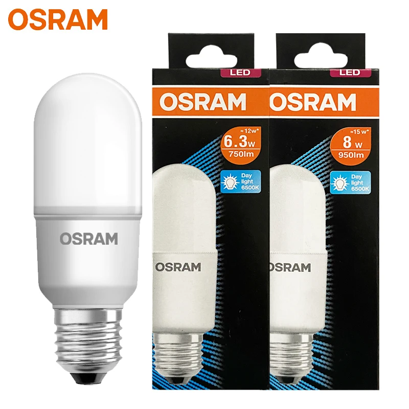 OSRAM LED E27 SticK Bulb 6.3W 8W 220-240V 6500K Day White Lamp LED Value Classic T Shape Lamps Original Home Indoor Light